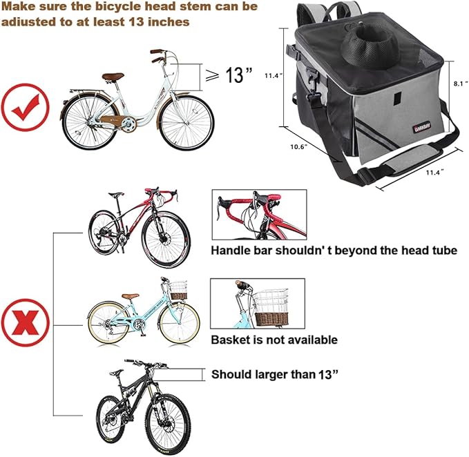 Pet Carrier Bicycle Basket Bag Pet Carrier/Booster Backpack for Dogs and Cats with Big Side Pockets,Comfy & Padded Shoulder Strap,Travel with Your Pet Safety(Titanium)