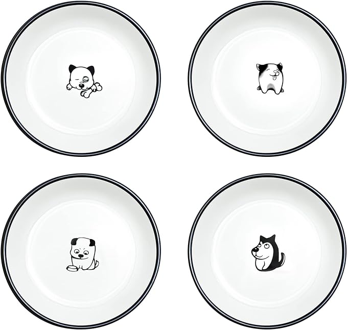 Cute Cartoon Dog Ceramic Seasoning Dishes Sauce Dish Sushi Dipping Bowl Appetizer Plates Tea Bag Holder Serving Dish for Kitchen 5'' (Dog)