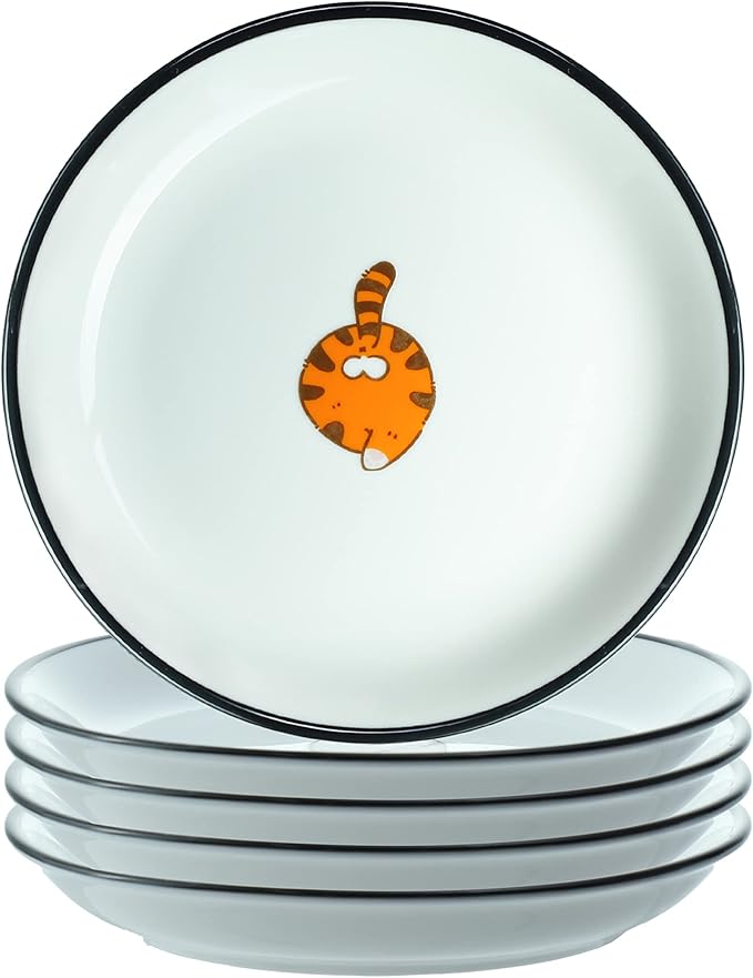 Cute Funny Cat Butts Ceramic Seasoning Dishes Sauce Dish Sushi Dipping Bowl Appetizer Plates Tea Bag Holder Serving Dish for Kitchen, 5 Inch, Set of 4