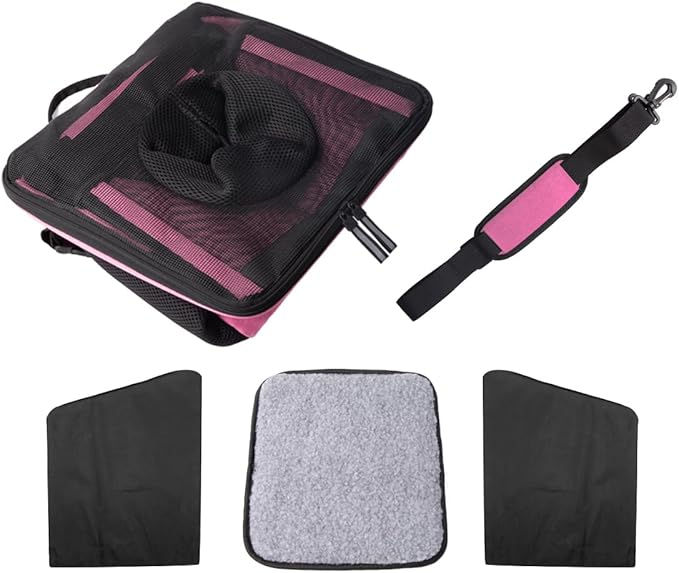Pet Carrier Bicycle Basket Bag Pet Carrier/Booster Backpack for Dogs and Cats with Big Side Pockets,Comfy & Padded Shoulder Strap,Travel with Your Pet Safety(Pink Carnation)