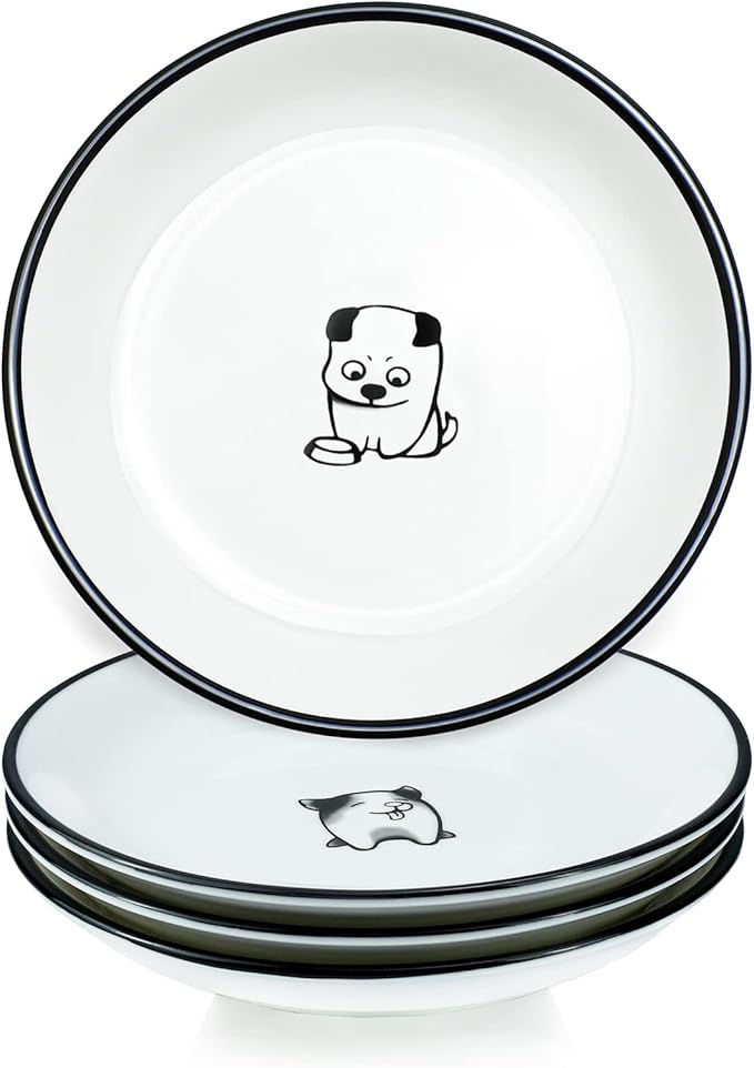 Cute Cartoon Dog Ceramic Seasoning Dishes Sauce Dish Sushi Dipping Bowl Appetizer Plates Tea Bag Holder Serving Dish for Kitchen 5'' (Dog)