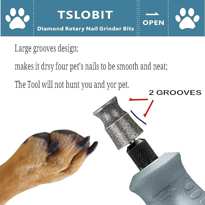 Diamond Dog Nail Grinder Bits for Rotary Tool,1/8" Nail Grinder Attachment for Dremel Grinder Replacement Heads Pets Nail Care Clippers for Medium Large Dogs,2-Pack(Large A&V)