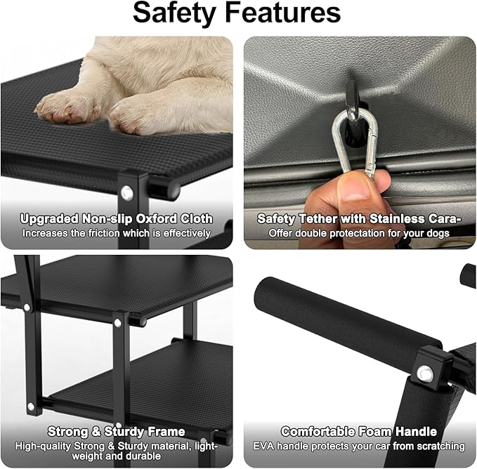 Extra Wide 5 Steps Dog Stairs for Large Dogs, Foldable Dog Ramp for Car with Non-Slip Surface, Lightweight Dog Stairs for Cars, Dog Steps for Cars, SUV, High Beds, Truck, Supports up to 250 lbs