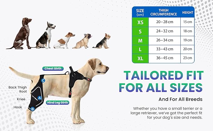 Dog ACL Knee Brace for Back Left Leg - with Integrated Harness - for Cruciate Ligament Injuries, Patellar Luxation, Post-Surgery Recovery. Durable, Breathable Material, Eases Pain - (XSmall)