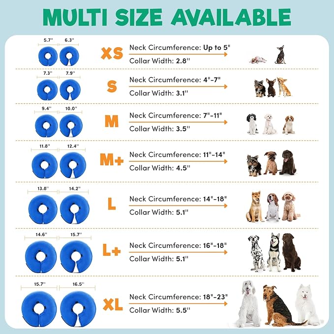 BENCMATE Inflatable Dog Cone Collar Alternative, Soft Dog Cone for Small Medium Large Dogs and Cats, Neck Recovery ECollar Donut Collar After Surgery (XLarge, Rainbow)