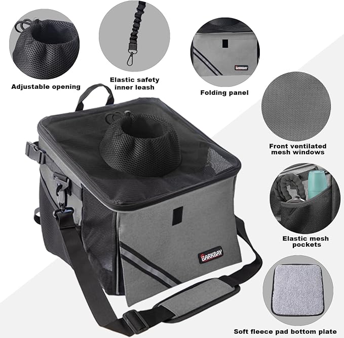Pet Carrier Bicycle Basket Bag Pet Carrier/Booster Backpack for Dogs and Cats with Big Side Pockets,Comfy & Padded Shoulder Strap,Travel with Your Pet Safety(Titanium)