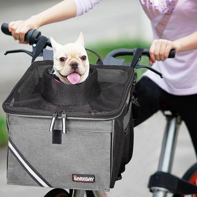 Pet Carrier Bicycle Basket Bag Pet Carrier/Booster Backpack for Dogs and Cats with Big Side Pockets,Comfy & Padded Shoulder Strap,Travel with Your Pet Safety(Titanium)