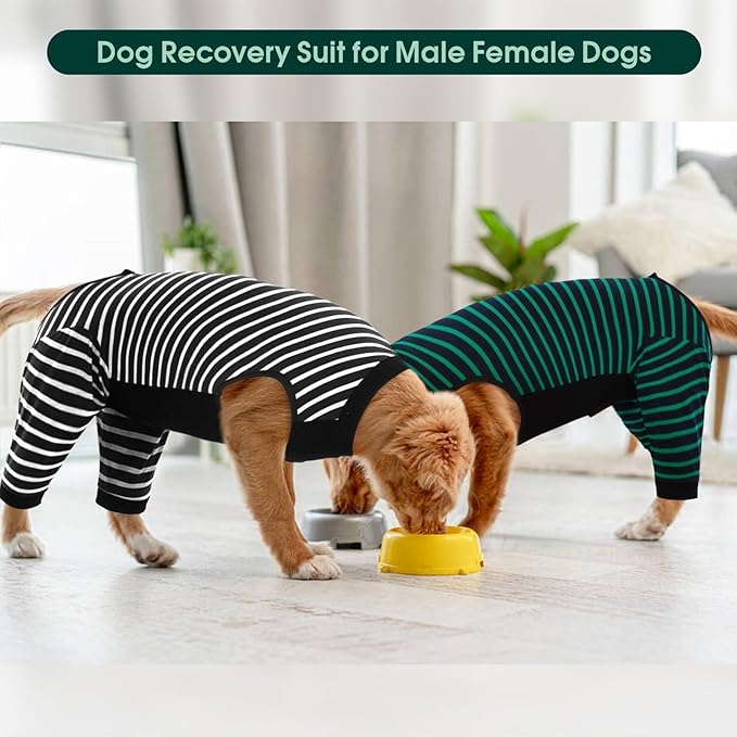 Kuoser Dog Recovery Suit for Back Legs,Soft Dog Surgery Suit with Sleeves to Stop Licking,Dogs Recovery Sleeve Elbow Protector Pet Surgical Onesie for Abdominal Wounds Dogs Cone Alternative,Black M