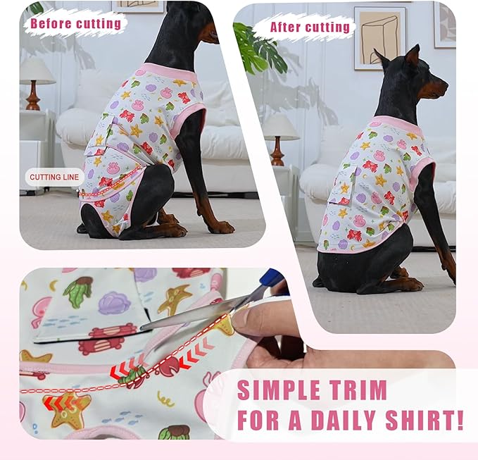 Recovery Suit for Dogs After Surgery, Professional Dog Surgical Suit for Female Spay, Male Neuter, E-Collar & Cone Alternative Dog Onesie for Abdominal Wounds Skin Disease, Jellyfish, M
