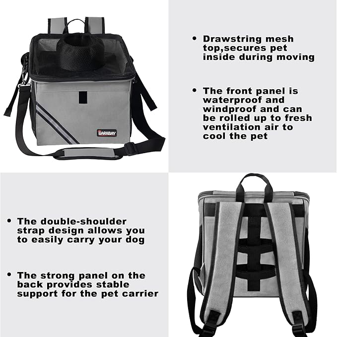 Pet Carrier Bicycle Basket Bag Pet Carrier/Booster Backpack for Dogs and Cats with Big Side Pockets,Comfy & Padded Shoulder Strap,Travel with Your Pet Safety(Titanium)