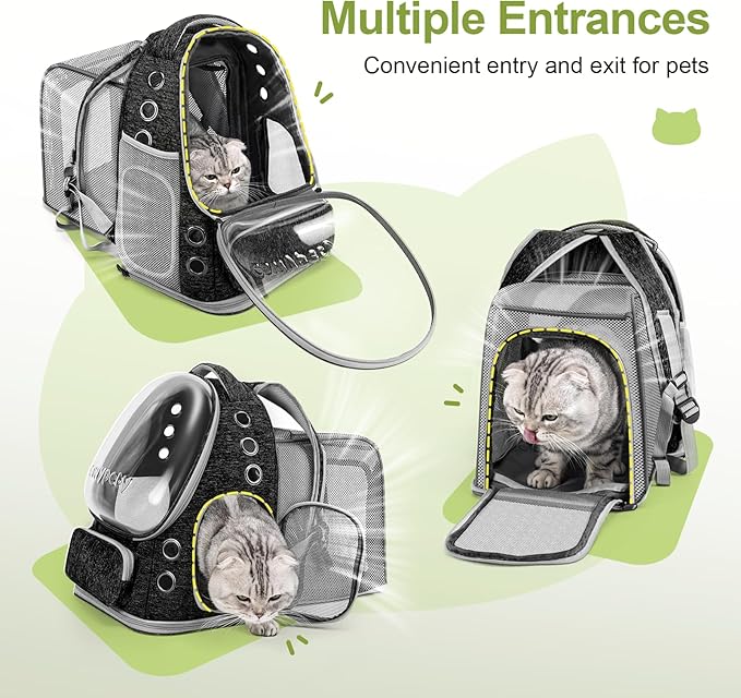 Expandable Cat Backpack,Cat Bubble Backpack Carrier for Carrying Cats, Pets and Small Dogs,Airline-Approved,Designed for Travel, Hiking, Walking,Car (Black