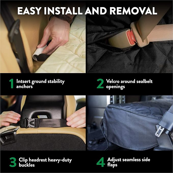 Plush Paws Products Velvet Rear Car Seat Protector w/Hammock | Washable & Waterproof Back Seat Dog Cover for Car, Truck, & SUV | Nonslip, Tear Resistant Pet Seat Cover | X-Large London Grey