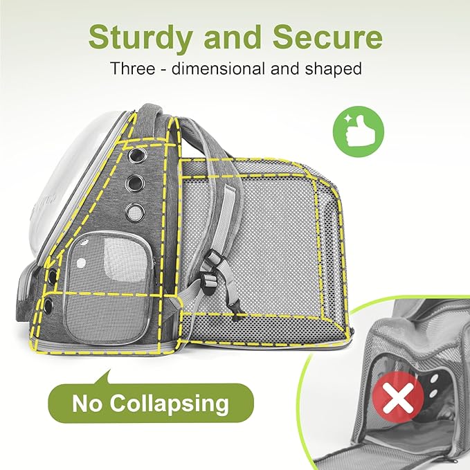 Expandable Cat Backpack,Cat Bubble Backpack Carrier for Carrying Cats, Pets and Small Dogs,Airline-Approved,Designed for Travel, Hiking, Walking,Car (Grey