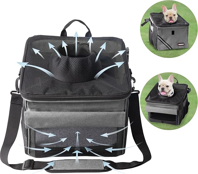 Pet Carrier Bicycle Basket Bag Pet Carrier/Booster Backpack for Dogs and Cats with Big Side Pockets,Comfy & Padded Shoulder Strap,Travel with Your Pet Safety(Titanium)