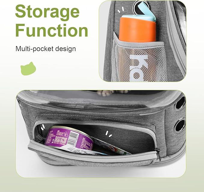 Expandable Cat Backpack,Cat Bubble Backpack Carrier for Carrying Cats, Pets and Small Dogs,Airline-Approved,Designed for Travel, Hiking, Walking,Car (Grey