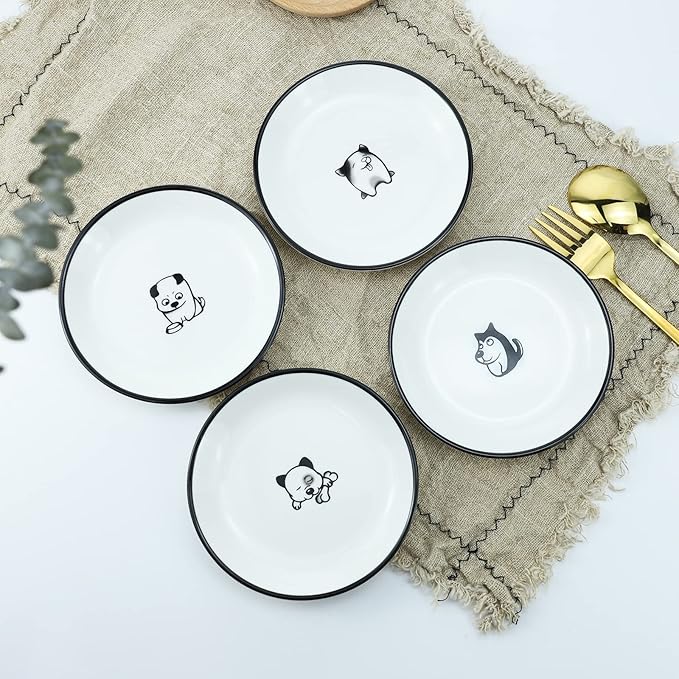 Cute Cartoon Dog Ceramic Seasoning Dishes Sauce Dish Sushi Dipping Bowl Appetizer Plates Tea Bag Holder Serving Dish for Kitchen 5'' (Dog)