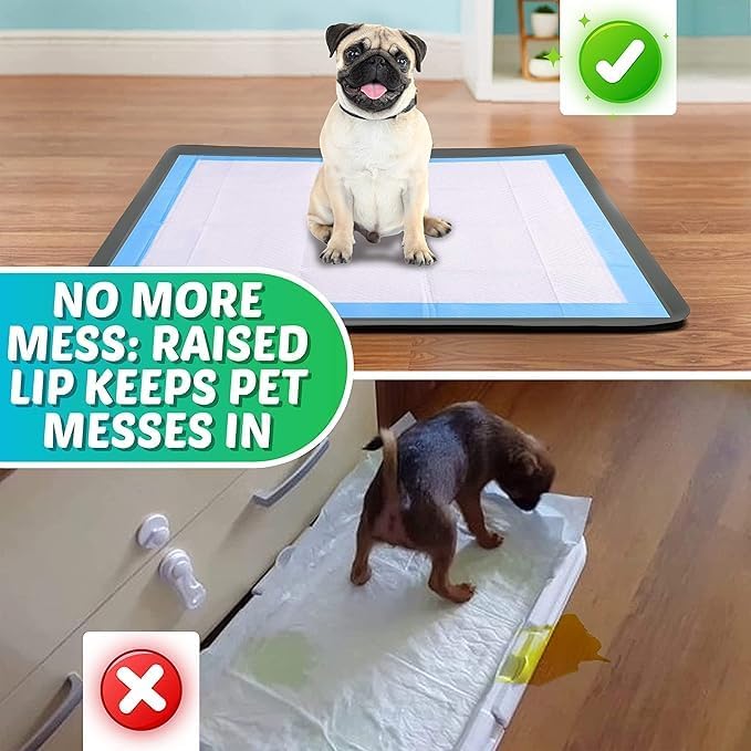 TidyFriend Dog Pad Holder Tray for 30 x 36 Inches Training Pads - 2 Pack, Silicon Wee Wee Pad Holder, No Spill Pee Pad Holder for Dogs - Easy to Clean and Store Perfect for Dog Potty Tray (Grey)