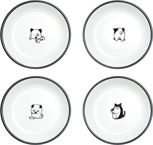Cute Cartoon Dog Ceramic Seasoning Dishes Sauce Dish Sushi Dipping Bowl Appetizer Plates Tea Bag Holder Serving Dish for Kitchen 5'' (Dog)