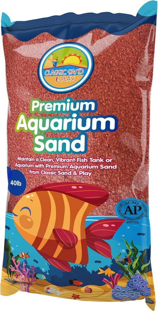 CLASSIC SAND & PLAY Natural Aquarium Sand for Freshwater and Saltwater Tanks, 40 lb. Bag, Improves Filter Life and Filtration Process, Pre-Washed Fine Sand, Orange