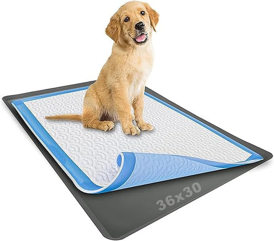 TidyFriend Dog Pad Holder Tray for 30 x 36 Inches Training Pads - 2 Pack, Silicon Wee Wee Pad Holder, No Spill Pee Pad Holder for Dogs - Easy to Clean and Store Perfect for Dog Potty Tray (Grey)
