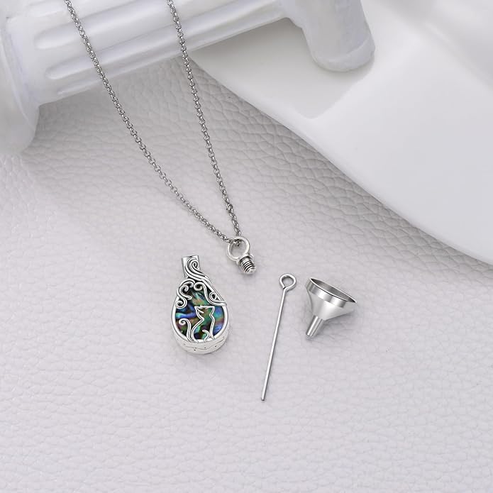 Animal Crystal Urn Necklace For Ashes Sterling Silver Butterfly Dragonfly Bee Phoenix Peacock Hummingbird Fox Angel Wing Pentagram Pentacle Cremation Necklace Heart Teardrop Urn Holder Necklaces For Women Memorial Jewelry