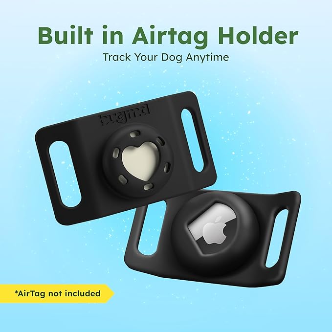 BugMD Paw Guardian Flea & Tick Pendant (2-Pack) with AirTag Holder – Plant-Based Flea & Tick Prevention for Dogs & Cats – Pet Collar Tag & GPS Tracker Holder for Cats & Dogs – Black