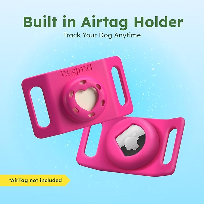 BugMD Paw Guardian Flea & Tick Pendant (2-Pack) with AirTag Holder – Plant-Based Flea & Tick Prevention for Dogs & Cats – Pet Collar Tag & GPS Tracker Holder for Cats & Dogs – Pink