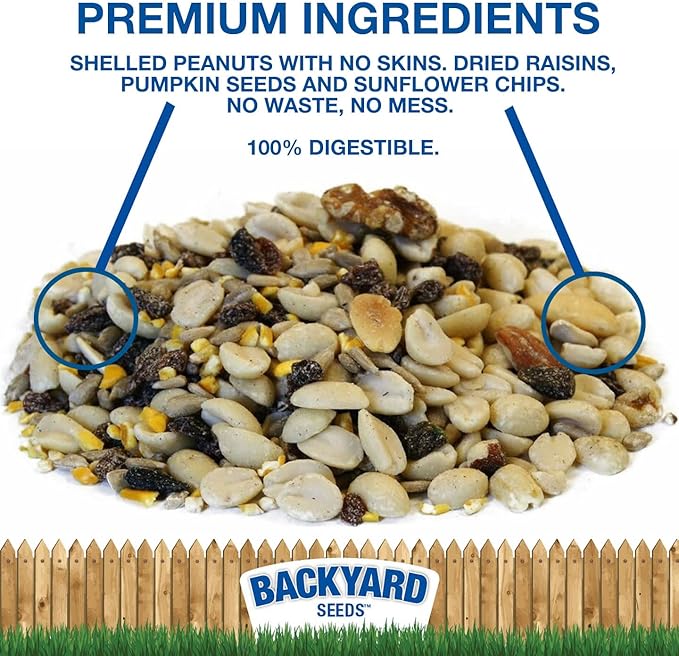 CountryMax Backyard Seeds Woodpecker No Waste Bird Seed Mix – 5 lb Bag | Shelled Peanuts, Sunflower Chips, Tree Nuts | Attracts Woodpeckers, Nuthatches, Jays