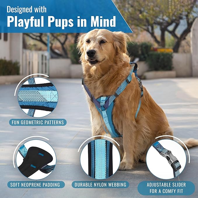 No-Pull Dog Harness with Handle - Escape Proof, Anti-Pulling, Grip Control, Multi-Angle Reflective for Safe Walks & Training, Easy On & Off, Metal Buckle–Pet Harness, Medium/Large Dogs- H3- Orange