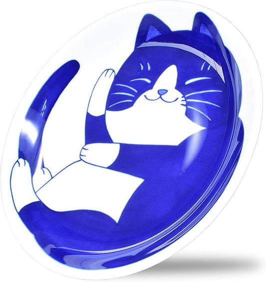 Mino Ware Japanese Pasta Bowl, Rice Soup Sarada Curry Rice, NEKOCHIGURA Cat Design, 7.9 inch, Hachiware