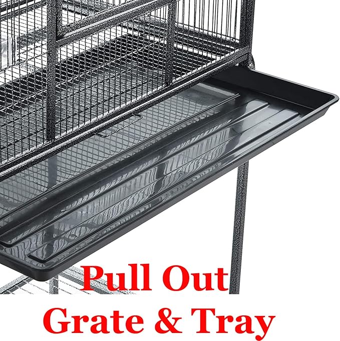 Large Double Birdhouse Treehouse Bird Flight Center Divider Cage with Side Breeding Nest Doors Removable Rolling Stand