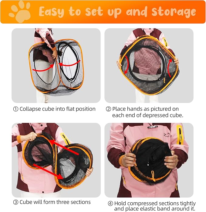 Cat Play Tunnel + Cube(with Three Ways) for Indoor and Outdoor, Kitty Play House, Cat Enclosures, Collapsible Kitty Tent, Kitten Toys Easy to Connect with Kitty Tent（2 Tunnels + Cube ）