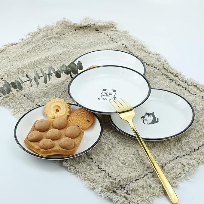 Cute Cartoon Dog Ceramic Seasoning Dishes Sauce Dish Sushi Dipping Bowl Appetizer Plates Tea Bag Holder Serving Dish for Kitchen 5'' (Dog)